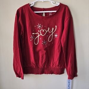 Carters NWT Red Long Sleeve Top with Joy Design Size 7